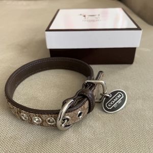 Coach Classic Brown Signature Dog Collar Size Sm